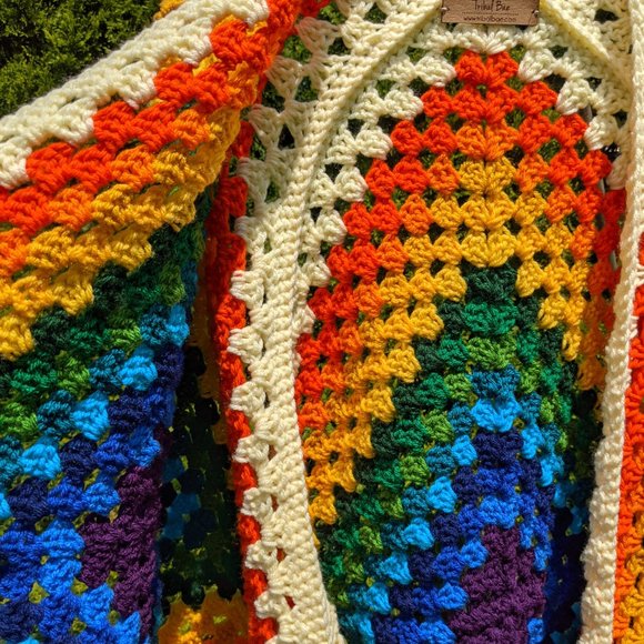 Color Fest Ruana Handmade Crochet by Tribal Bae - Picture 10 of 12